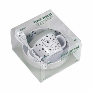Prvi set za jelo - Happy dots, sivi