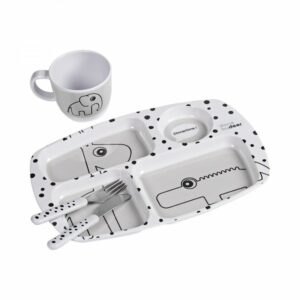 Set za jelo za djecu Happy dots, grey
