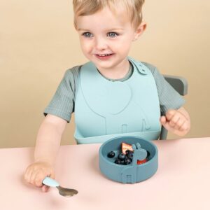 Silikonski set za jelo Peekaboo Blue