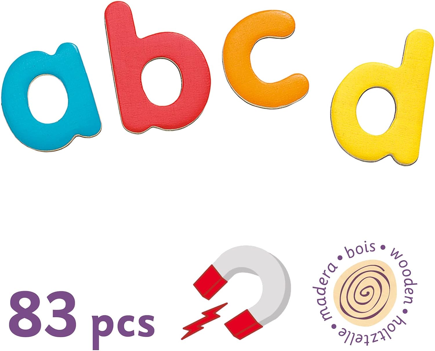 DJECO Drvena mala magnetna slova - 83 komada