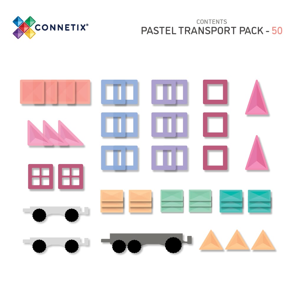 Pastel Transport set Connetix Tiles - 50 dijelova Pastel Transport set Connetix Tiles - 50 dijelova