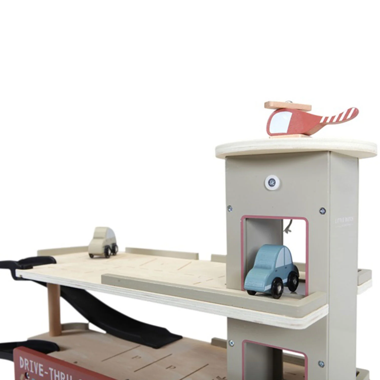 Little Dutch Drvena garaža + 3 auta i helikopter