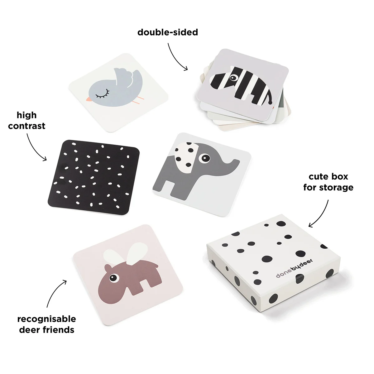 Done by Deer - Kontrasne kartice za bebe Done by Deer - Kontrasne kartice za bebe