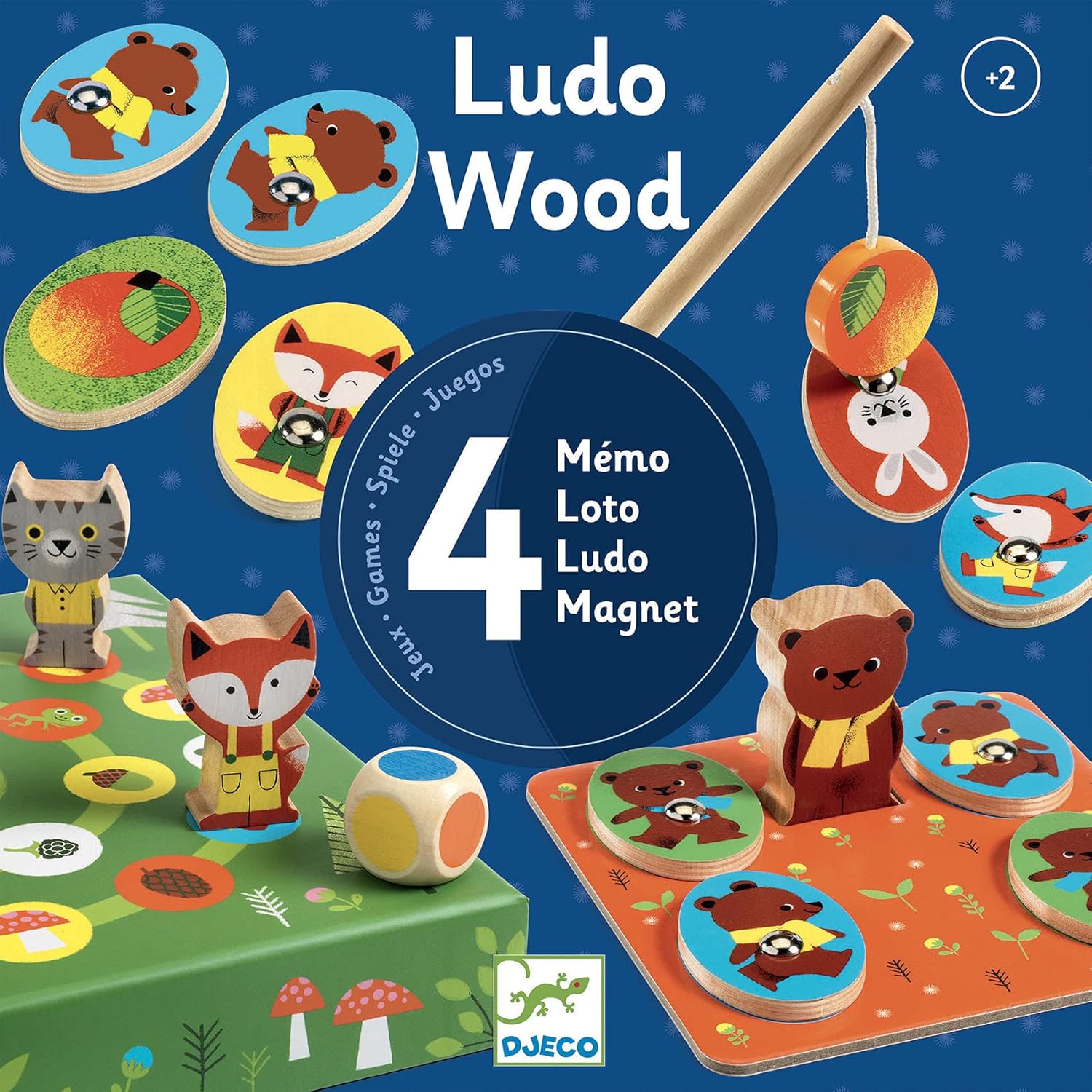 Društvena igra Ludo Wood - 4 igre