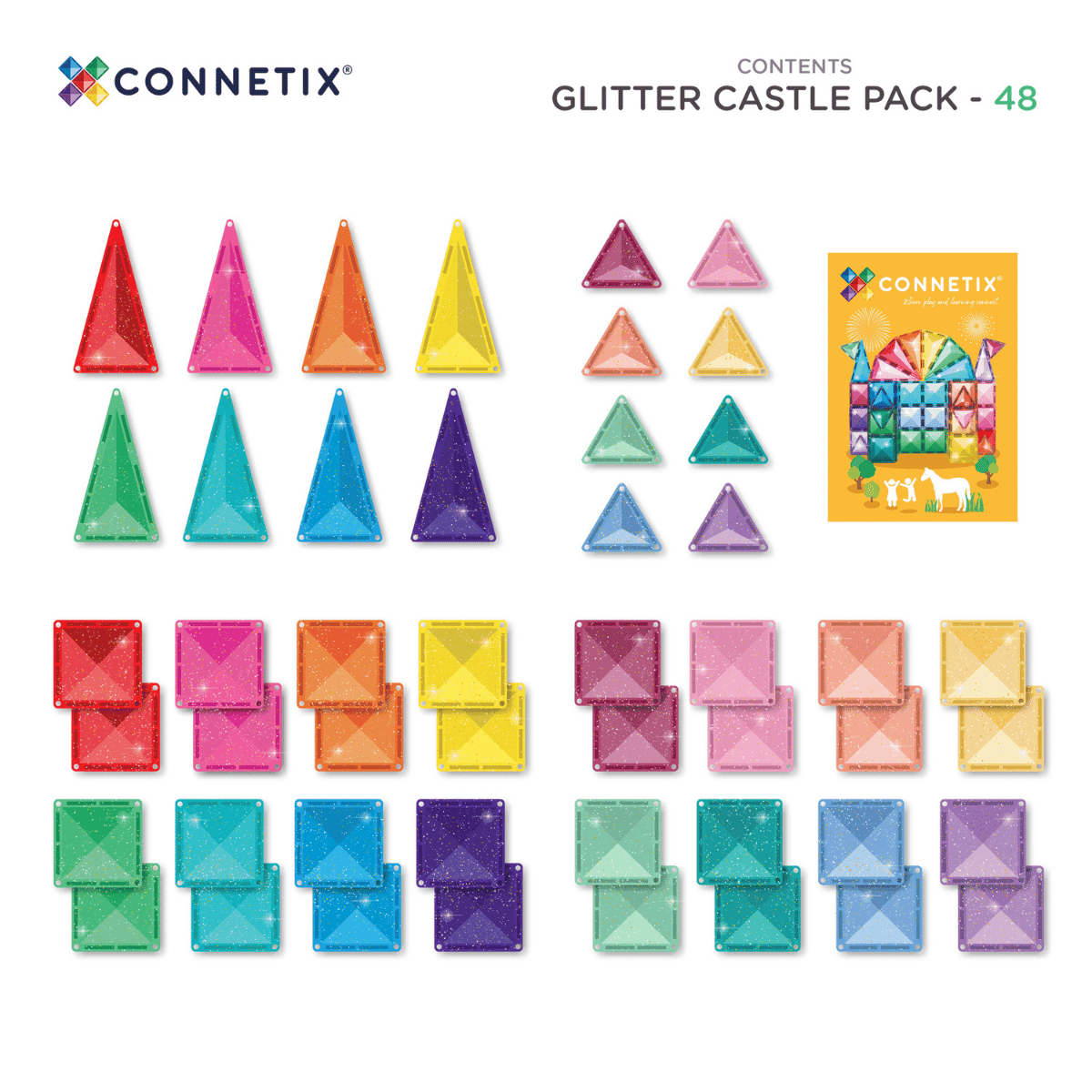 Connetix Tiles Pastel Glitter Castle set - 48 dijelova Connetix Tiles Pastel Glitter Castle set - 48 dijelova