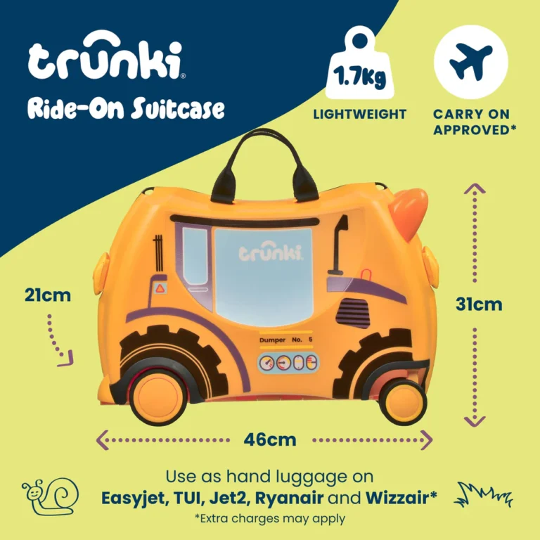 Trunki kofer za djecu Glide - bager Doug Yellow - Slika 12