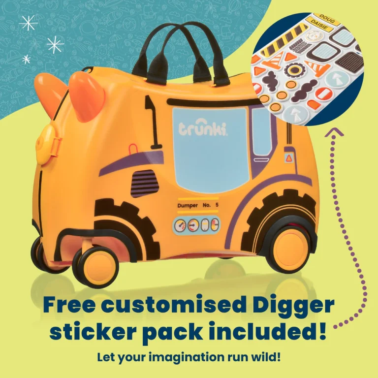 Trunki kofer za djecu Glide - bager Doug Yellow - Slika 8